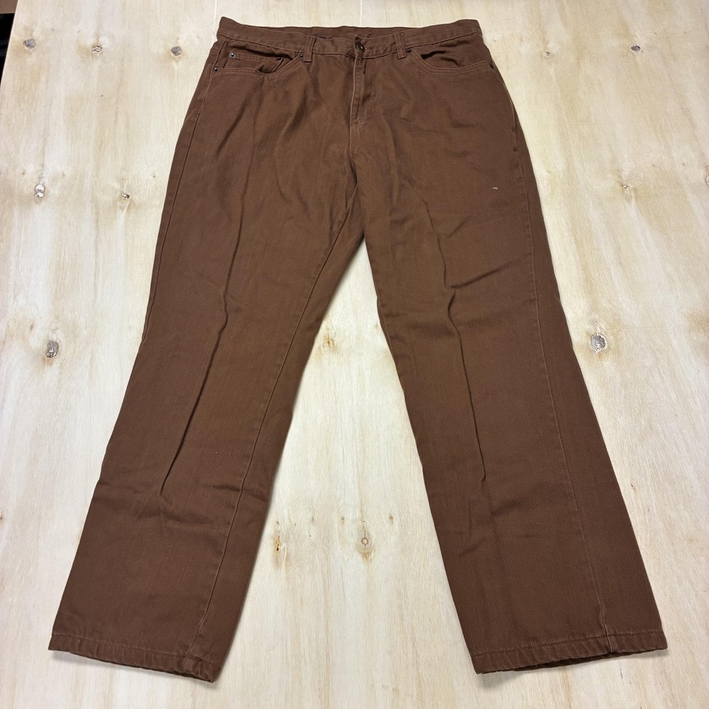Adventuridge Pants Mens 38x32 Brown Flannel Lined Canvas Straight Leg Workwear